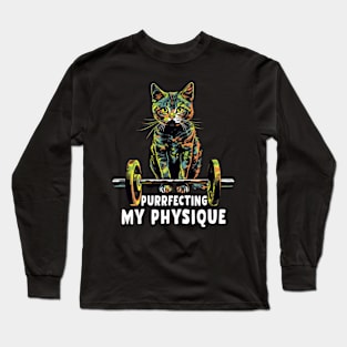 Gym, Workout or Fitness Gift Funny Cat in a Gym Long Sleeve T-Shirt